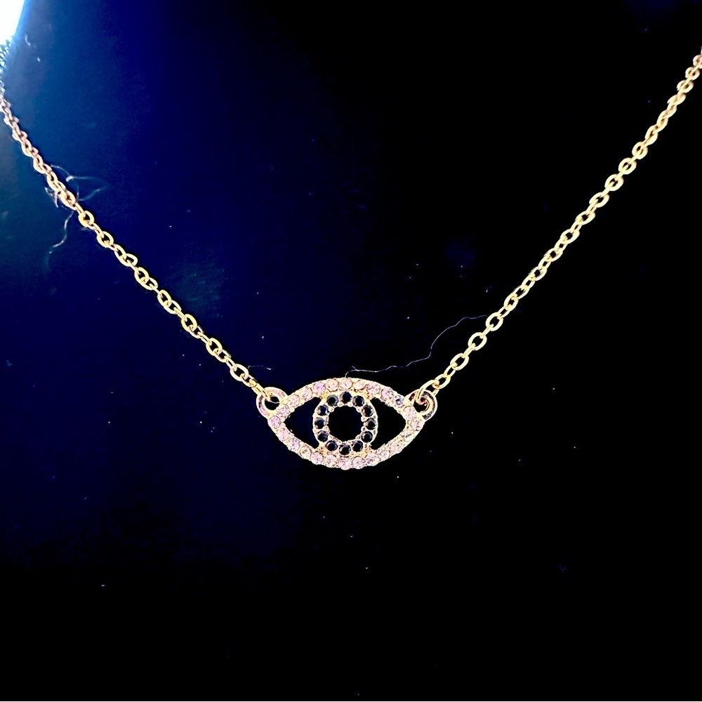 Ava & Aiden Gold and Blue Evil Eye Necklace